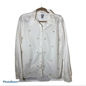 JC Penney White Button Down with Embellishments